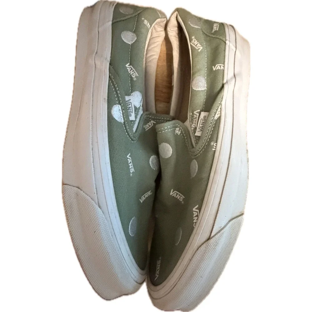 Vans Vault OG Classic Slip-On LX Green Embroidered Polka Dot Logo Mens 10